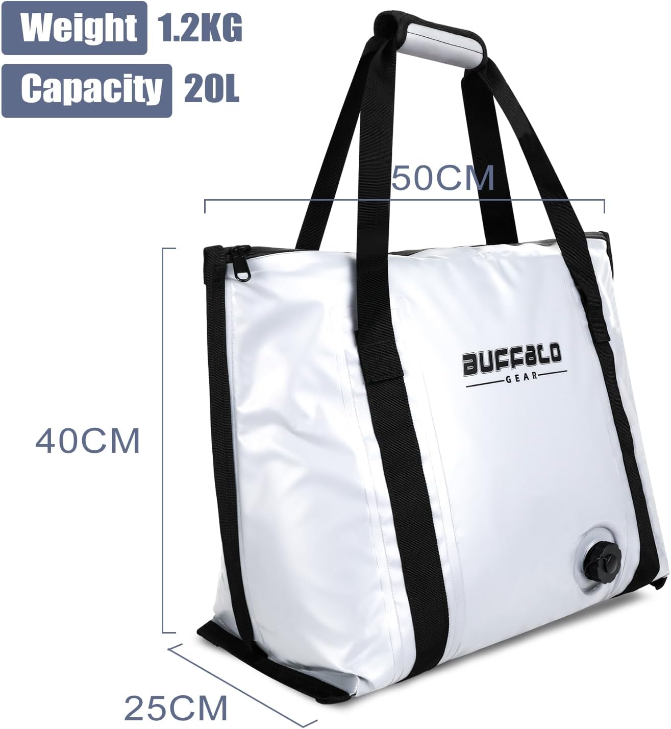 Picture of Buffalo Gear Insulated Waterproof Fish Cooler Kill Bag 50x25x40cm 20L
